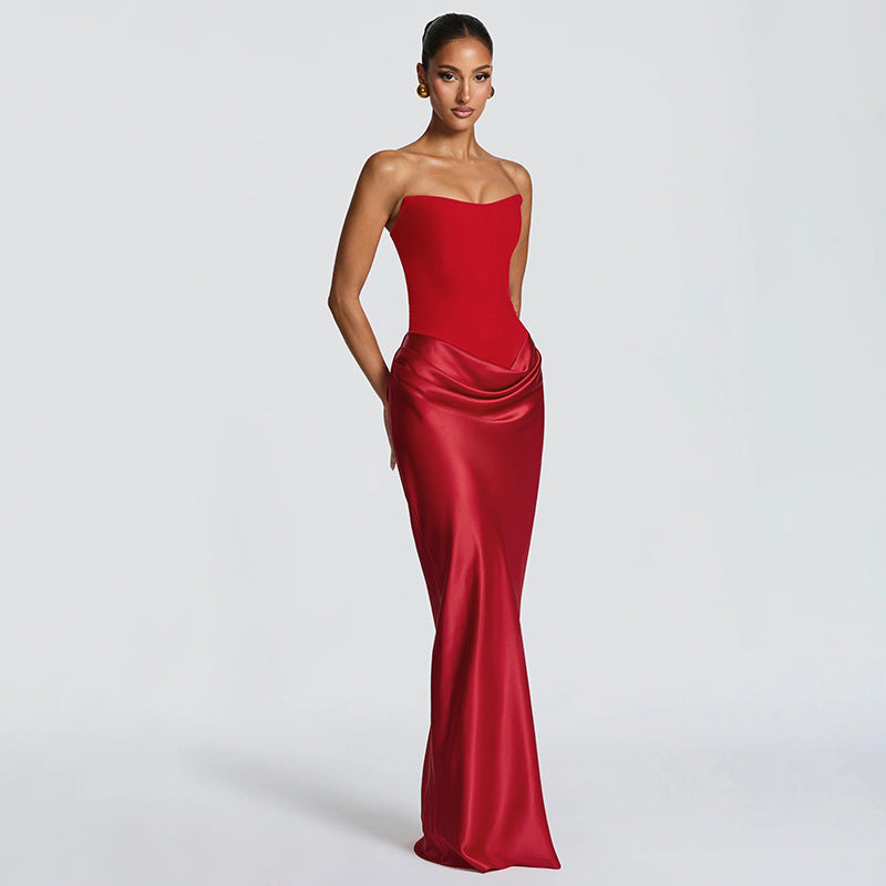 Abendkleid mit hohem Kragen und fließendem Schnitt für Damen