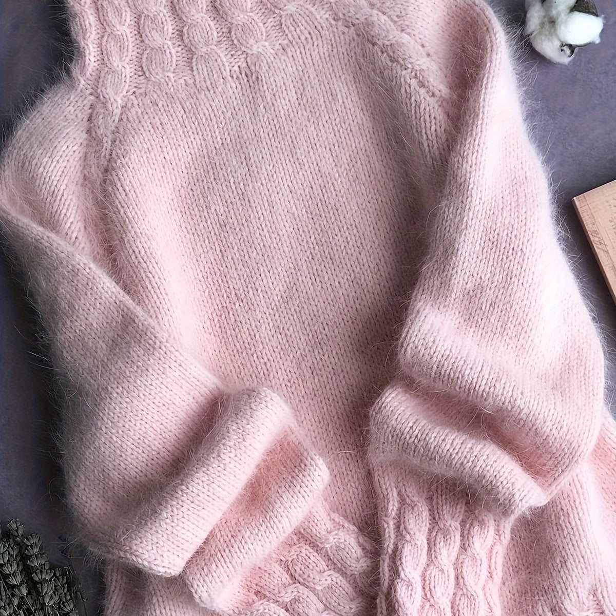 Alpaka Pullover mit Stehkragen und Ballonärmeln für Damen