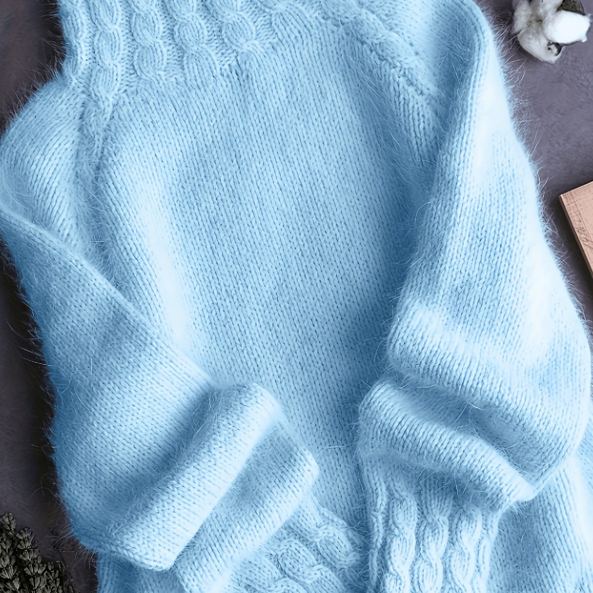 Alpaka Pullover mit Stehkragen und Ballonärmeln für Damen