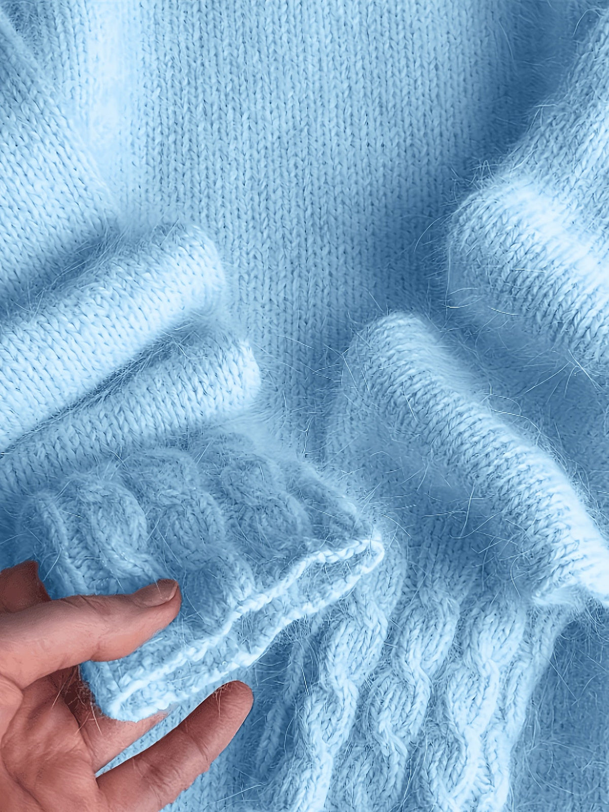 Alpaka Pullover mit Stehkragen und Ballonärmeln für Damen