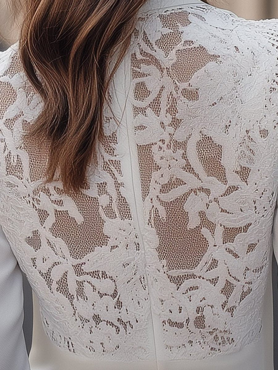 Tailored Blazer with Lace Back Detail - White
