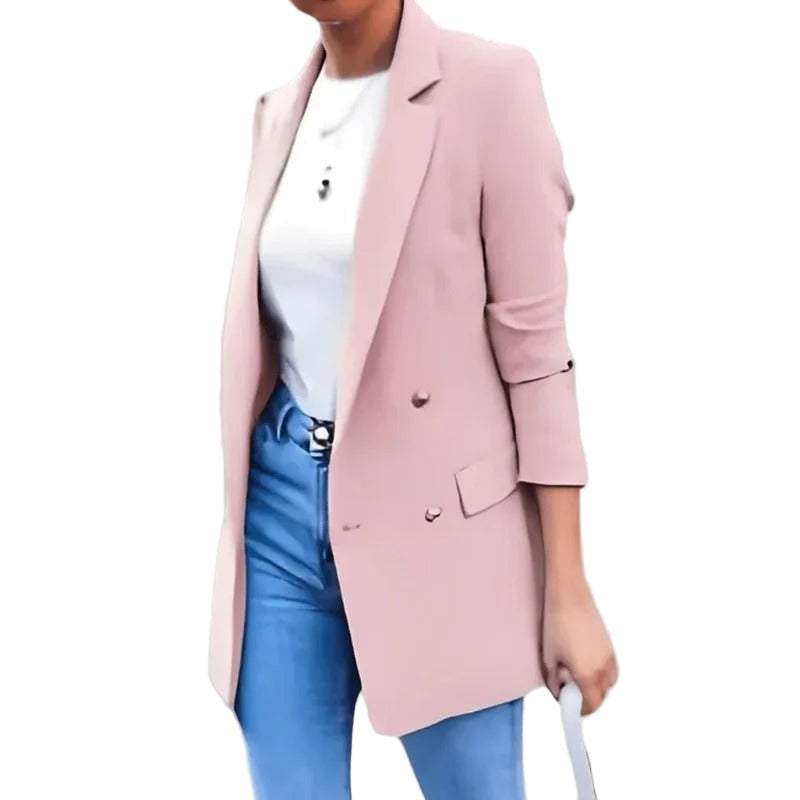Single-Button Notch-Lapel Blazer - Pink