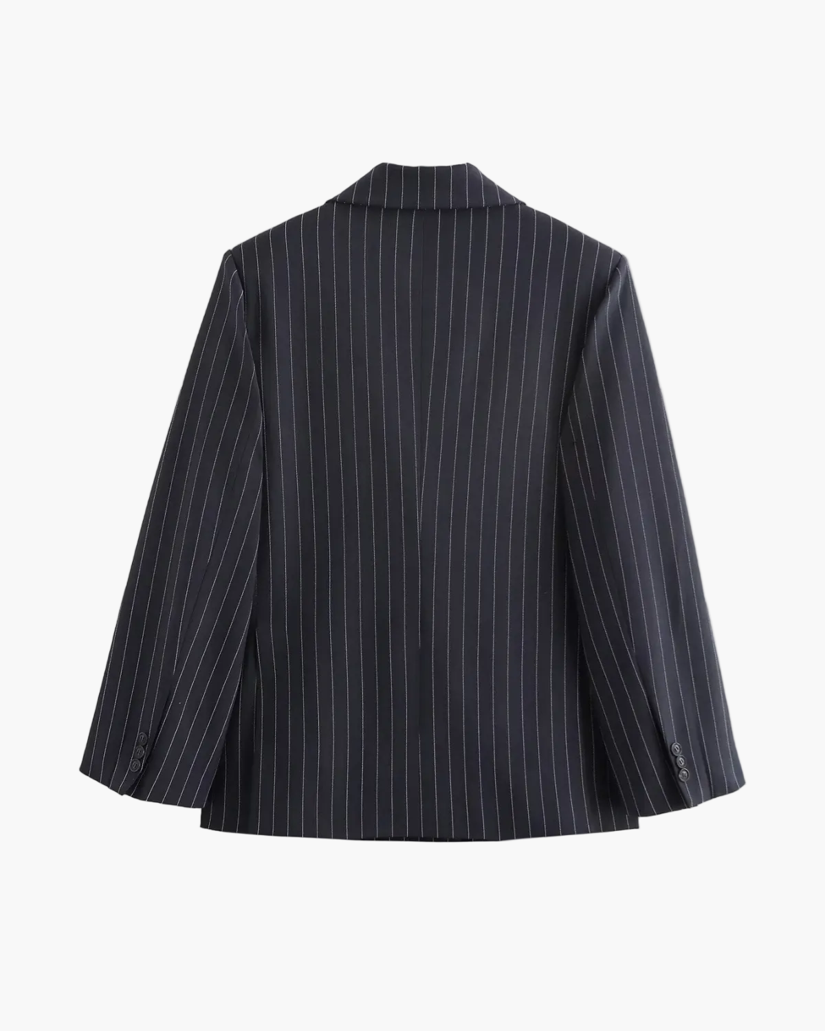 Oversized Pinstripe Double-Breasted Blazer - Black