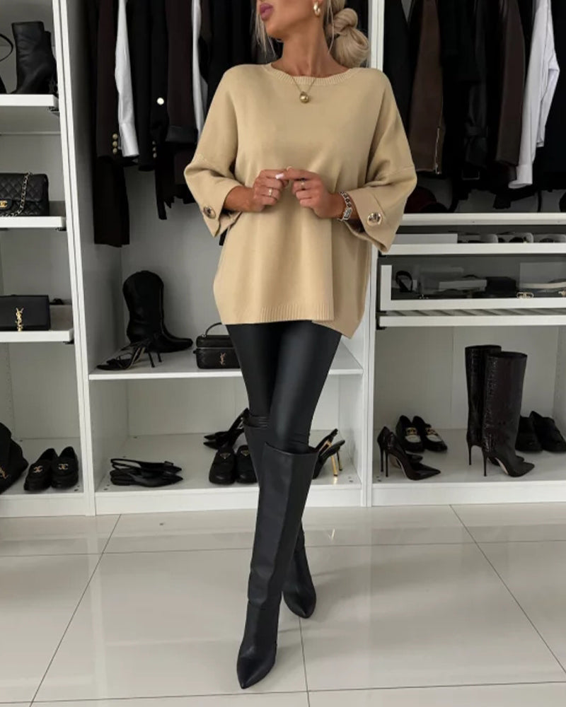 Bluse aus Strick mit klassischem Schnitt für Damen