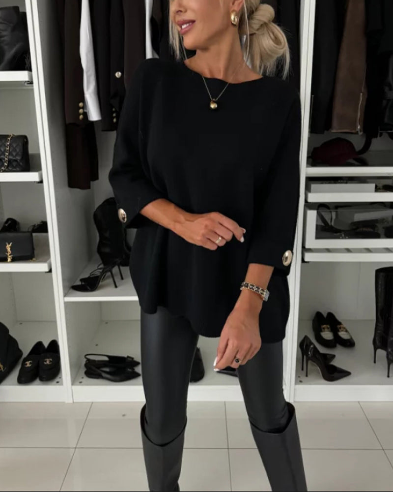 Bluse aus Strick mit klassischem Schnitt für Damen
