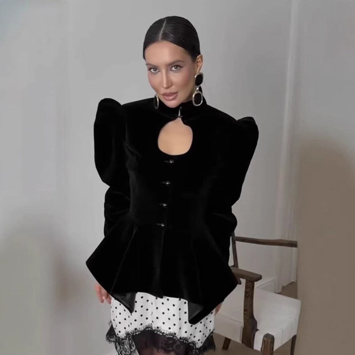 Bluse mit Puffärmeln und Schößchen für Damen