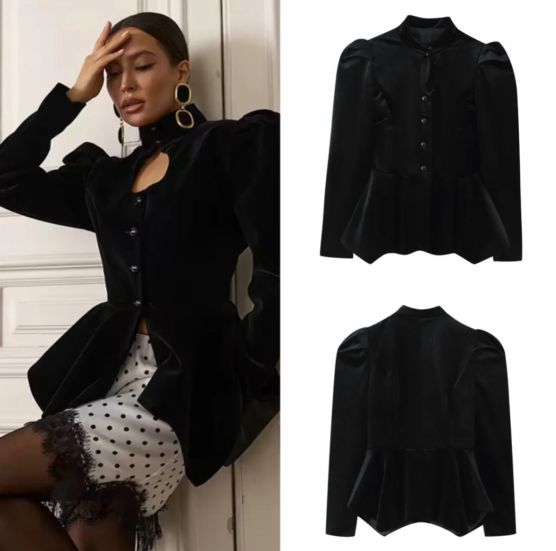 Bluse mit Puffärmeln und Schößchen für Damen