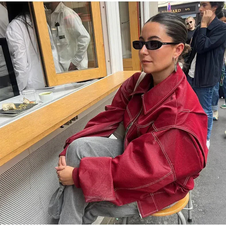Bomberjacke mit weitem Schnitt und Rippbündchen für Damen