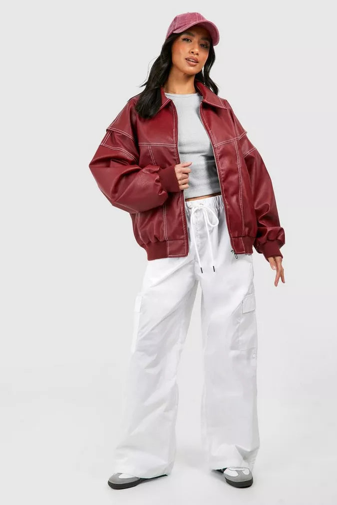 Bomberjacke mit weitem Schnitt und Rippbündchen für Damen