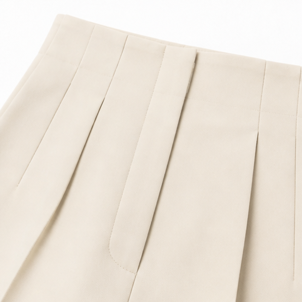 Bundfaltenhose mit hohem Bund und weitem Bein für Damen