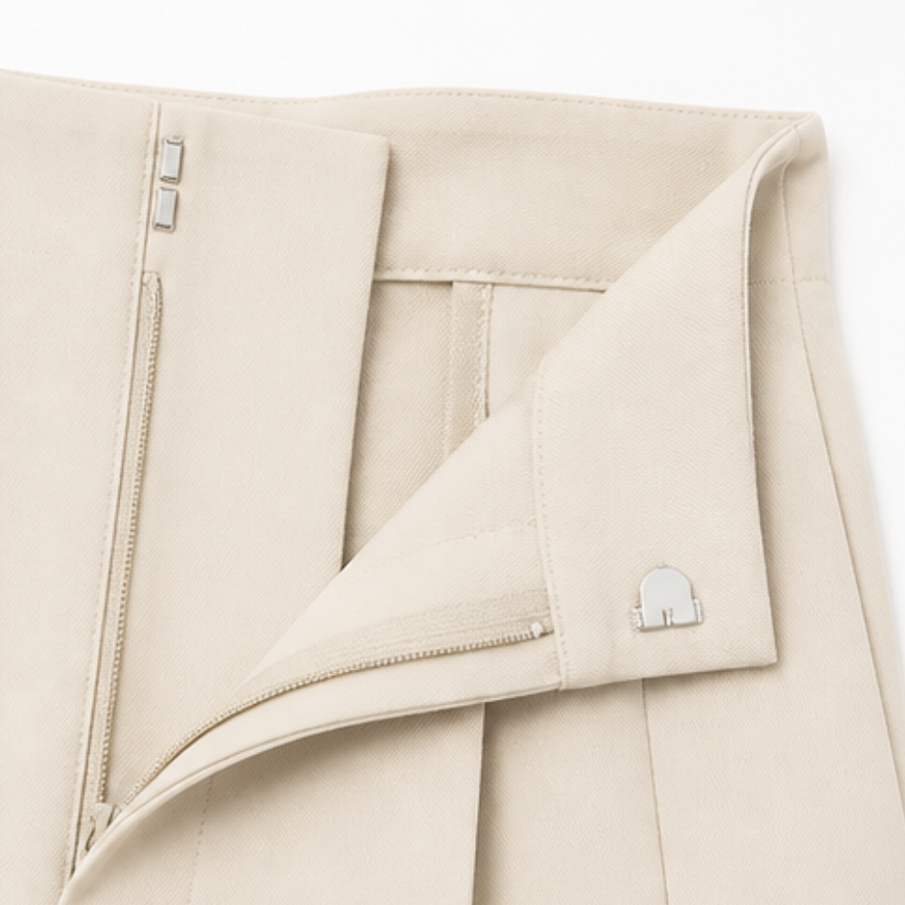 Bundfaltenhose mit hohem Bund und weitem Bein für Damen