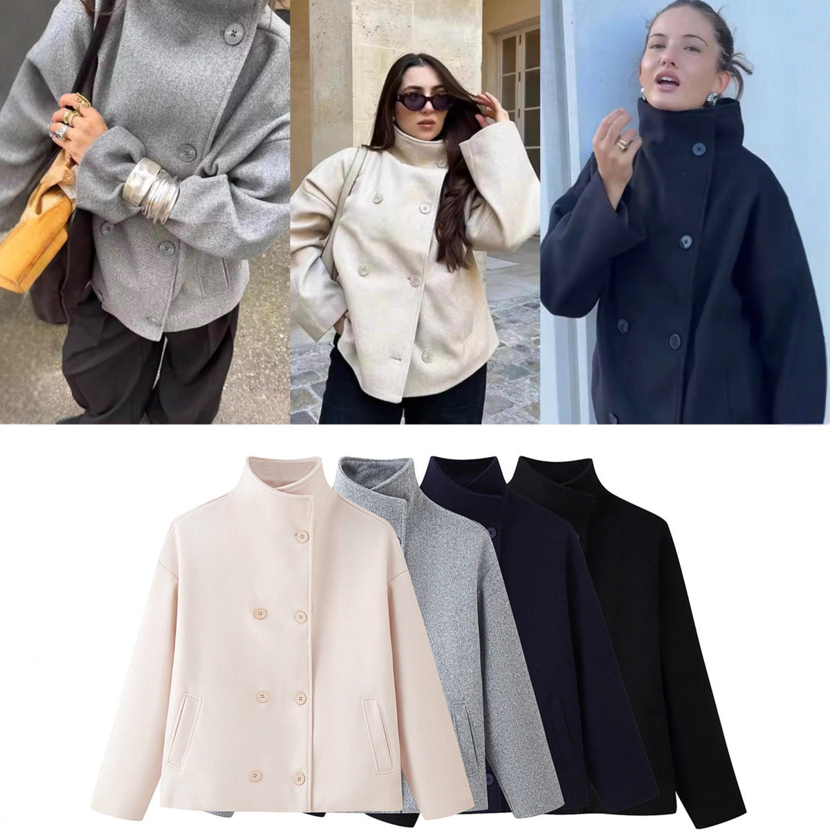 Cabanjacke mit Stehkragen und kurzem Schnitt für Damen