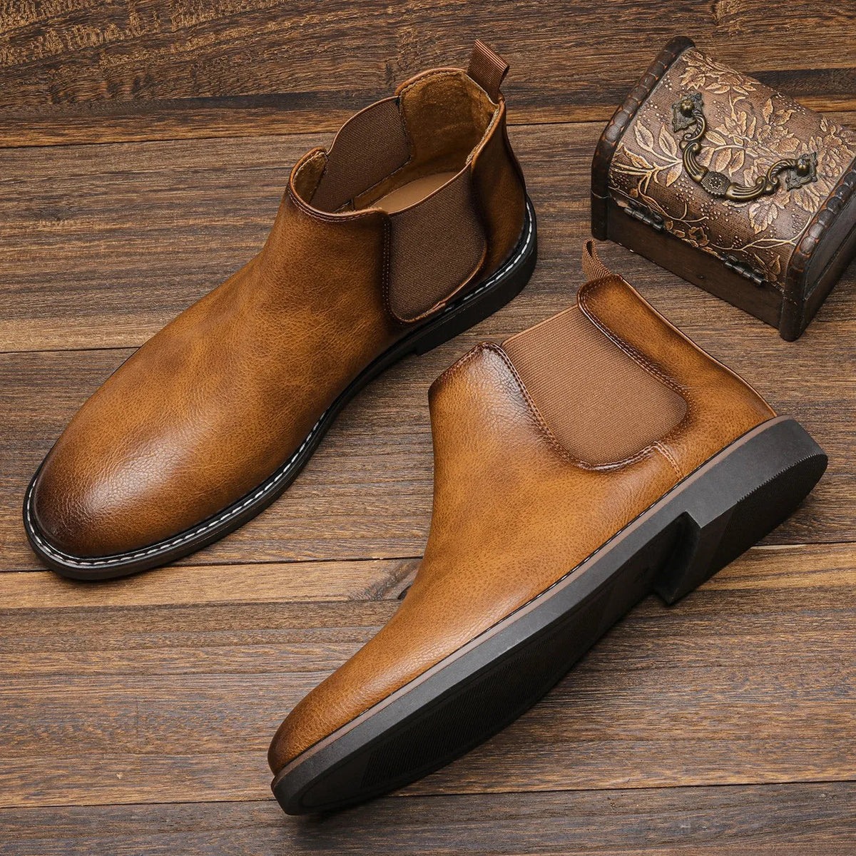 Chelsea Boots mit elastischem Seitenteil und Gummisohle für Herren