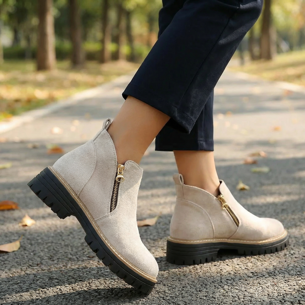 Chelsea Boots mit Reißverschluss und runder Spitze für Damen