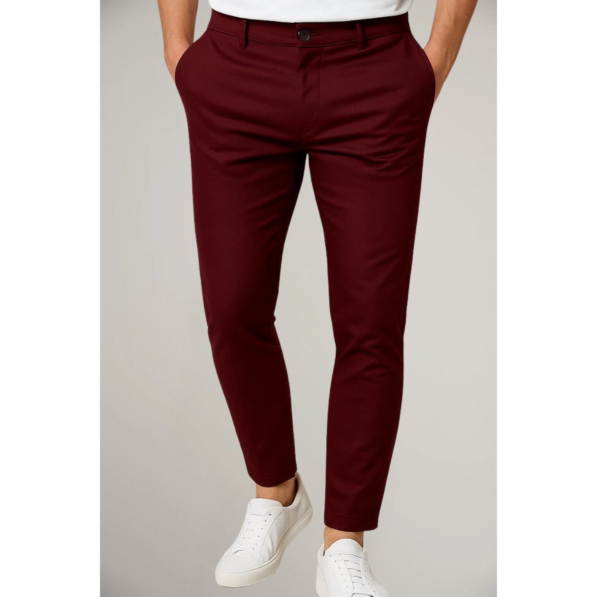 Chino Hose mit schmalem Bein und Seitentaschen für Herren - Rot