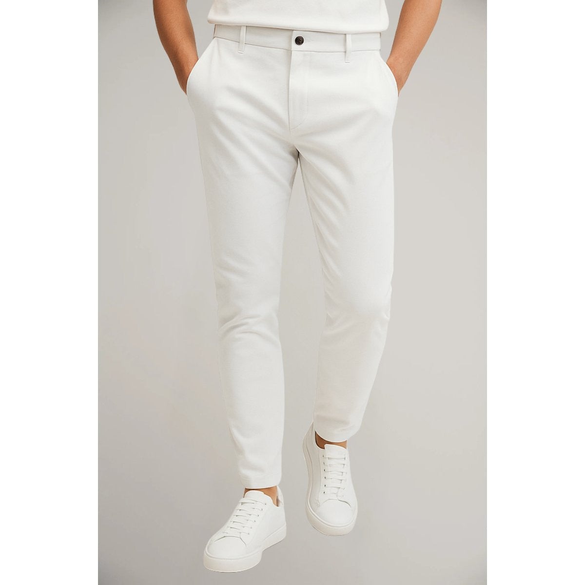 Chino Hose mit schmalem Bein und Seitentaschen für Herren - Weiß