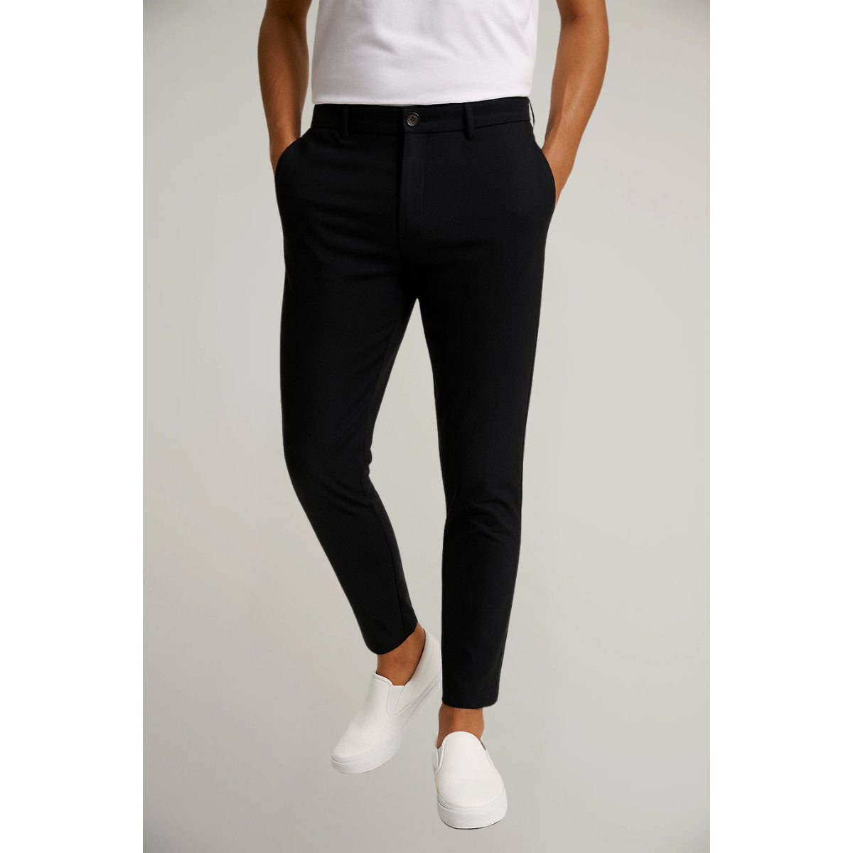 Chino Hose mit schmalem Bein und Seitentaschen für Herren - Schwarz