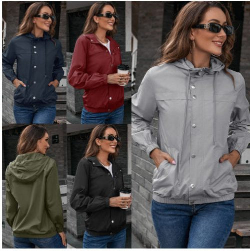 Button-Front Hooded Rain Jacket - Colour overview