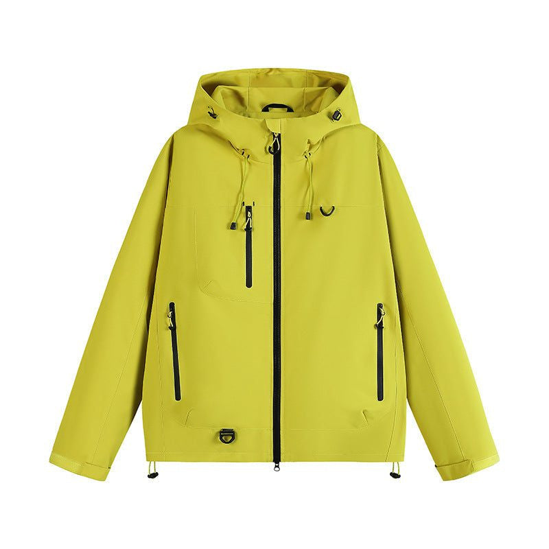 Hooded Rain Jacket with Zipped Pockets - Bright Yellow