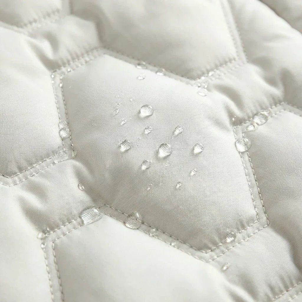 Longline Hooded Puffer Coat with Diamond Quilting - White