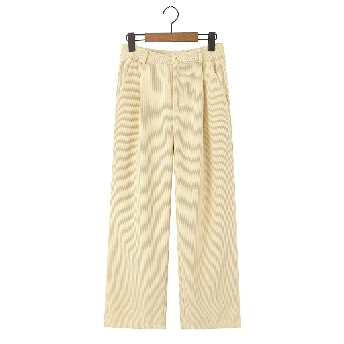 Cordhose mit weitem Bein und Bundfalten für Damen