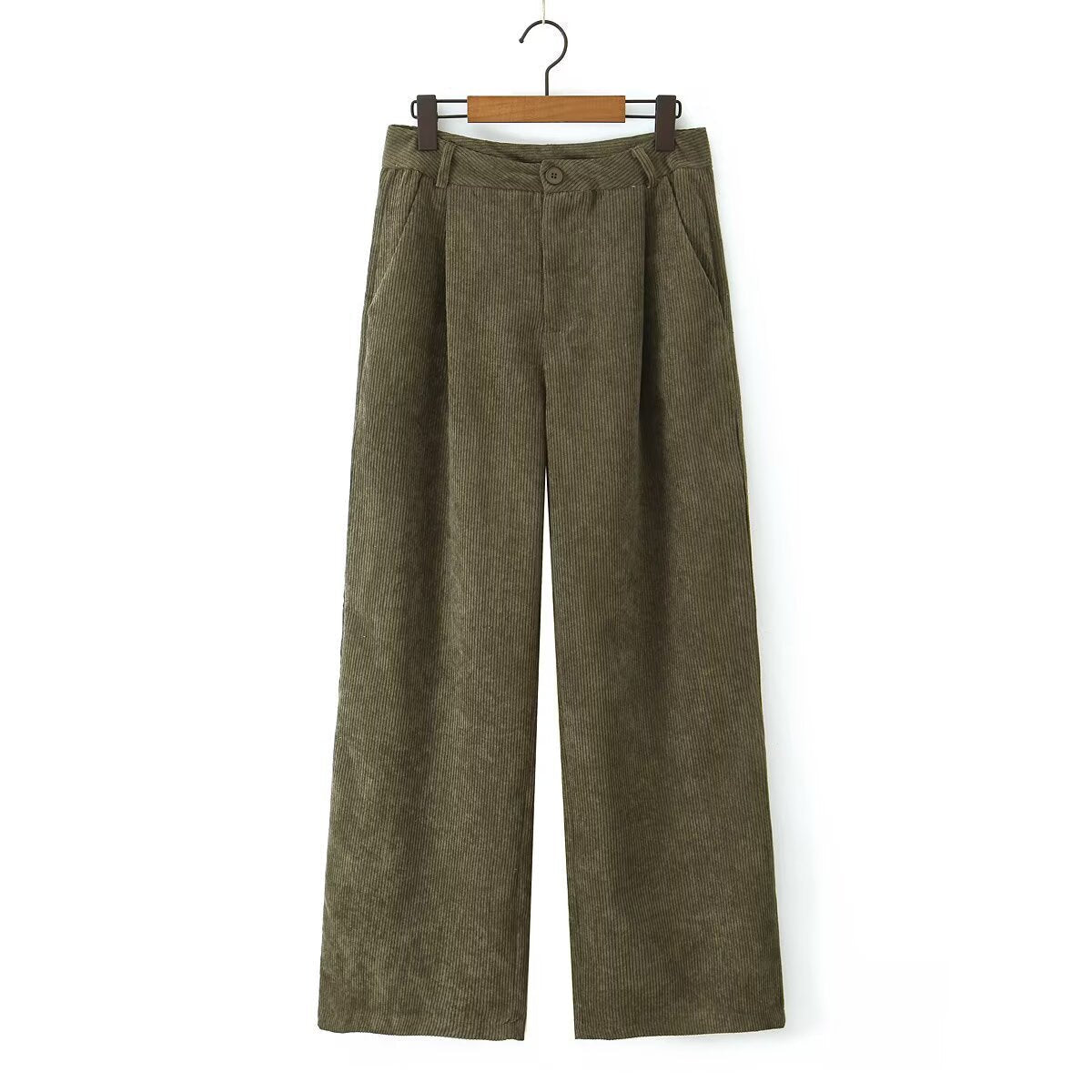 Cordhose mit weitem Bein und Bundfalten für Damen