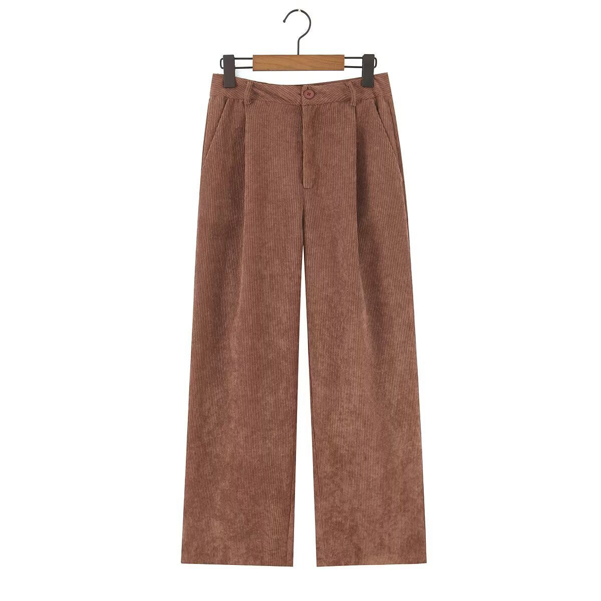 Cordhose mit weitem Bein und Bundfalten für Damen