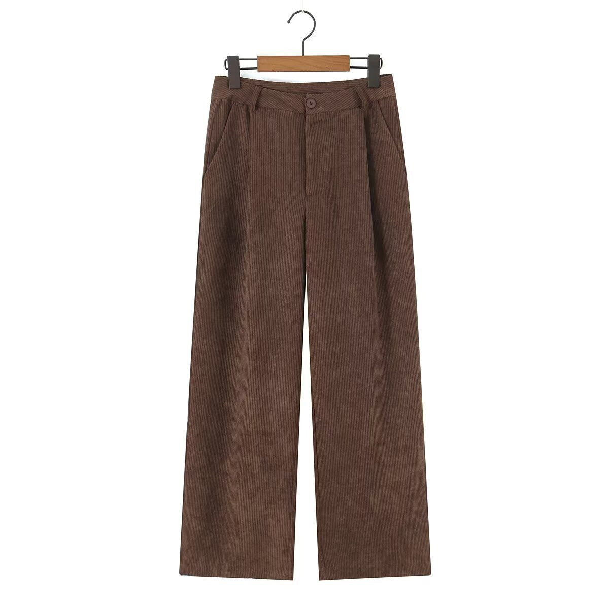 Cordhose mit weitem Bein und Bundfalten für Damen