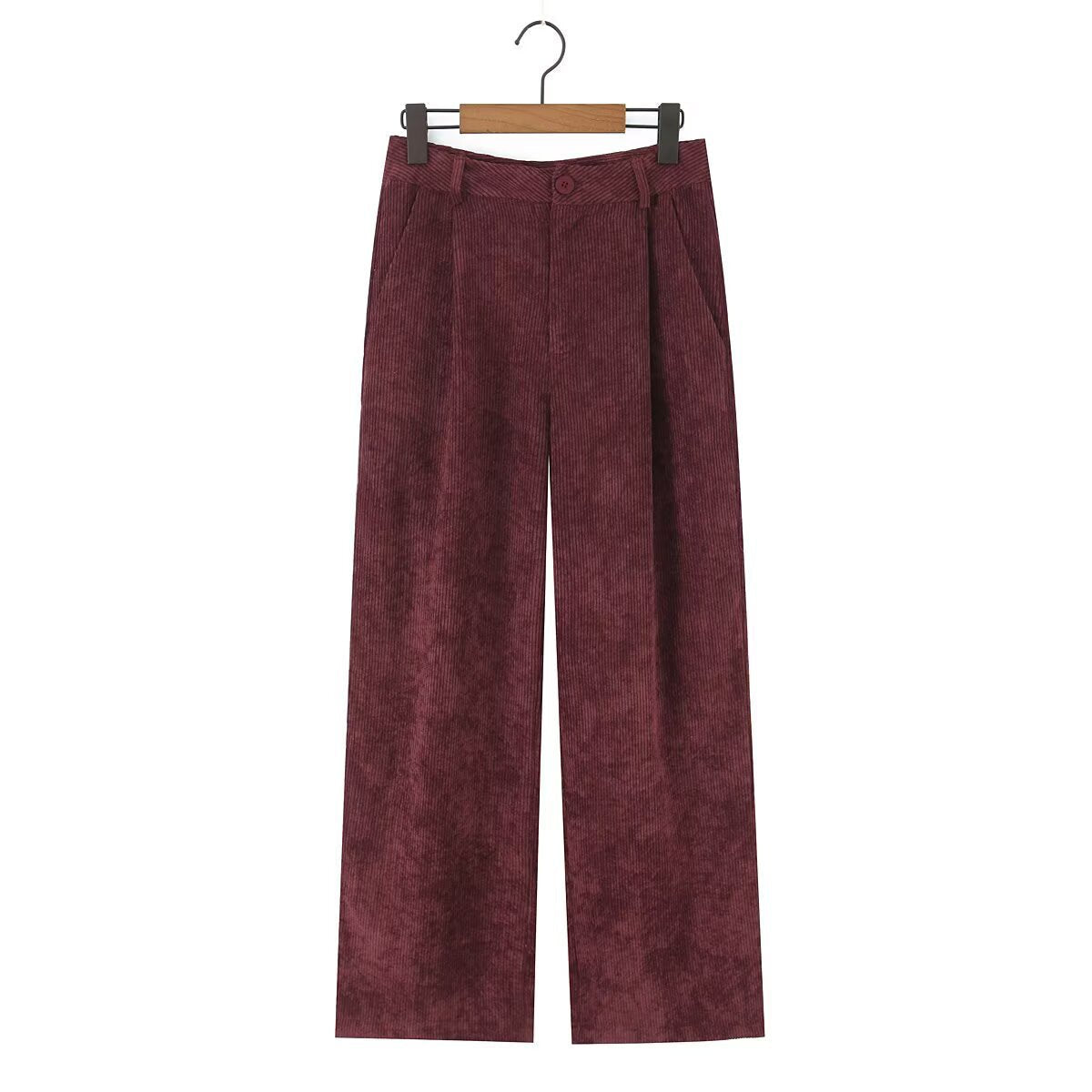 Cordhose mit weitem Bein und Bundfalten für Damen
