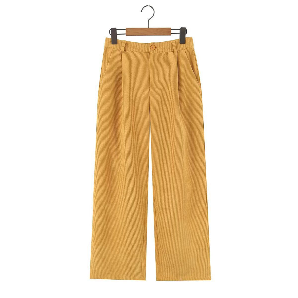 Cordhose mit weitem Bein und Bundfalten für Damen