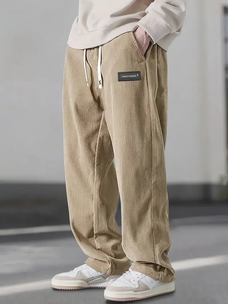Cordhose mit geradem Schnitt und Tunnelzug für Herren - Beige