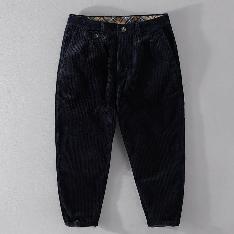 Cordhose mit hohem Bund und Saumumschlag für Herren