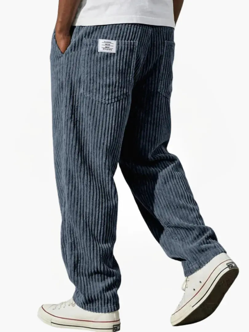 Cordhose mit Rippstruktur und geradem Bein für Herren - Blau