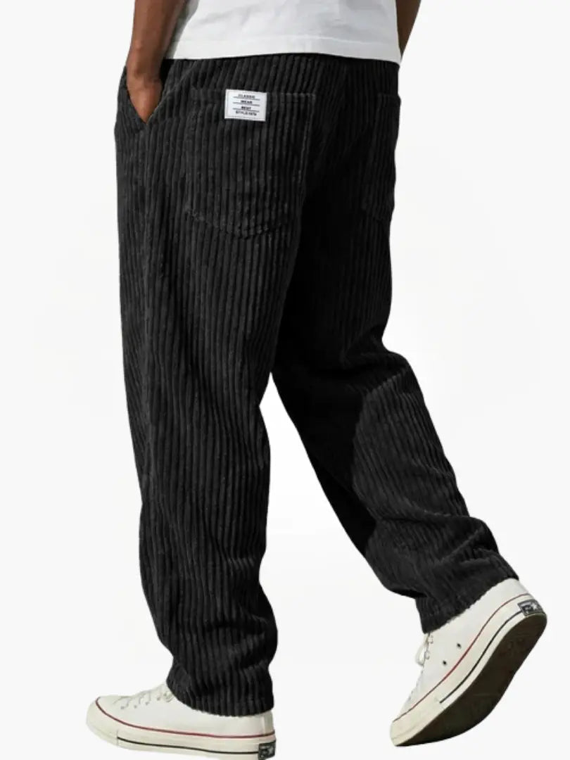 Cordhose mit Rippstruktur und geradem Bein für Herren - Schwarz