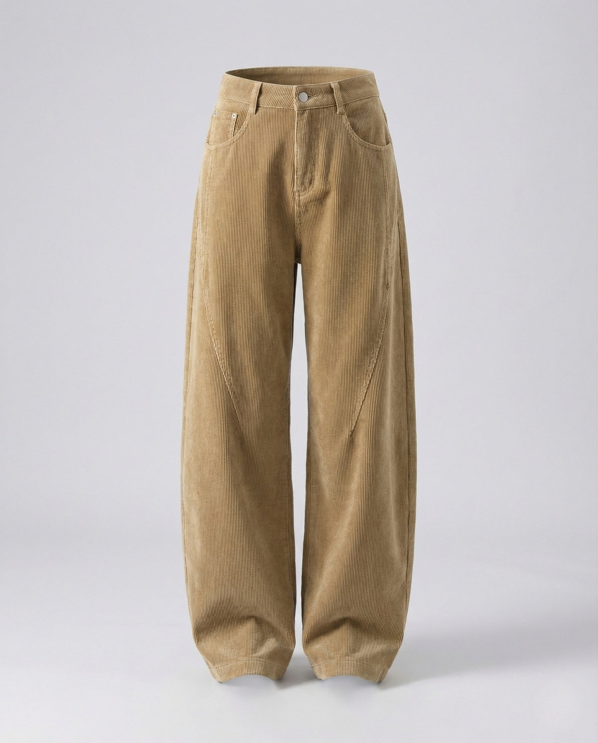Cordhose mit weitem Bein und hohem Bund für Damen