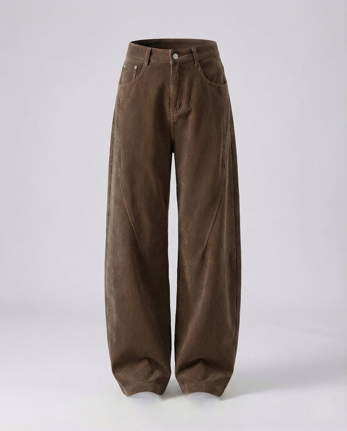 Cordhose mit weitem Bein und hohem Bund für Damen