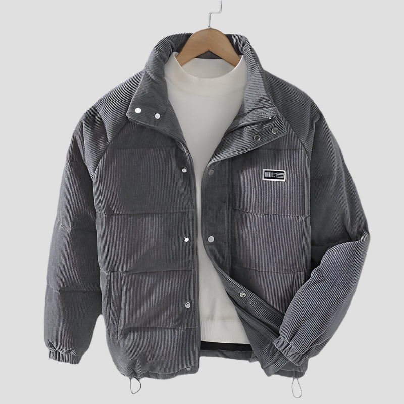 Cordjacke mit Knöpfen und schmalem Schnitt für Herren - Grau