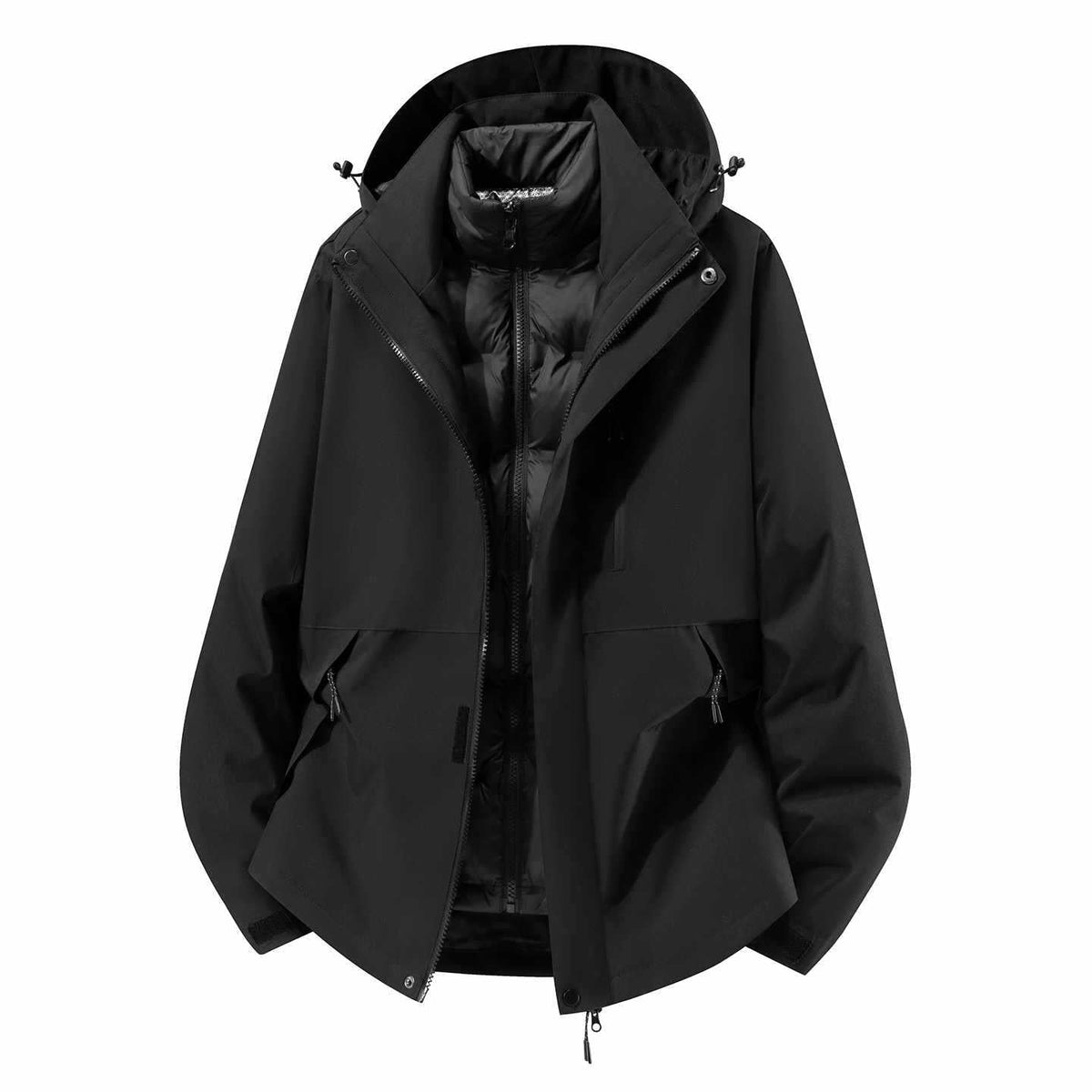 Daunenjacke mit Kapuze und abnehmbarer Innenjacke für Herren