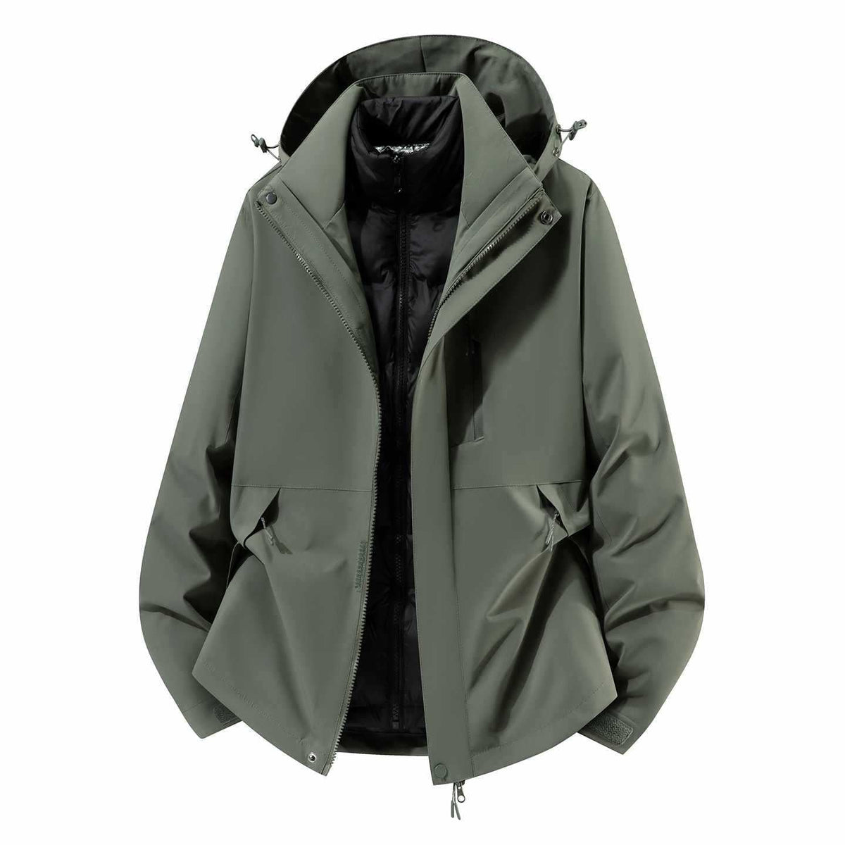 Daunenjacke mit Kapuze und abnehmbarer Innenjacke für Herren