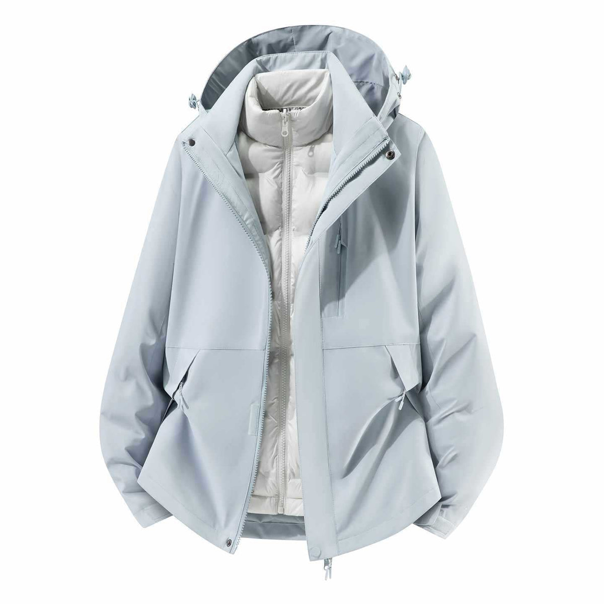 Daunenjacke mit Kapuze und abnehmbarer Innenjacke für Herren
