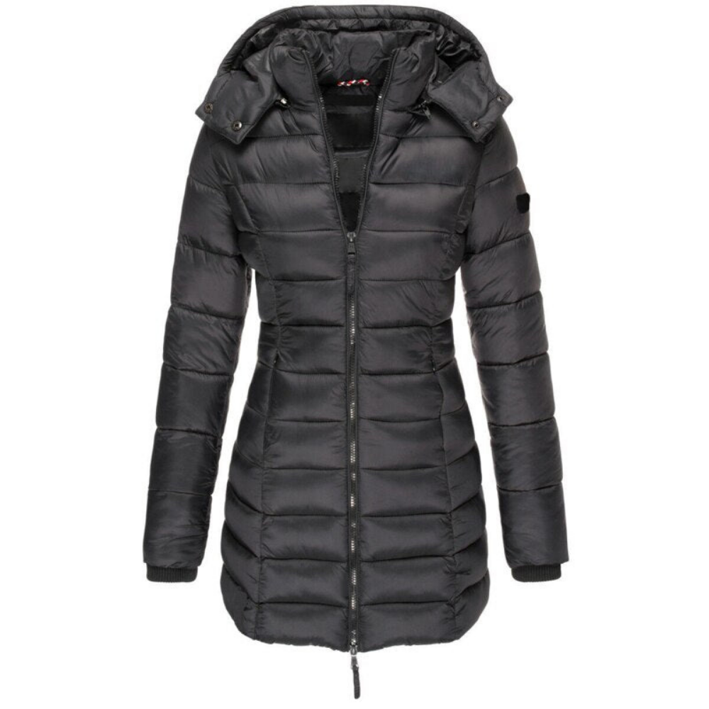 Daunenjacke mit Kapuze und Reißverschluss für Damen