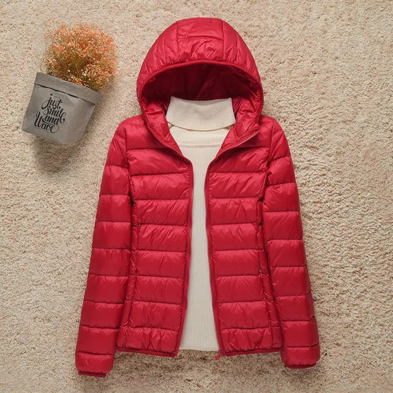 Daunenjacke zum Zusammenrollen für Damen
