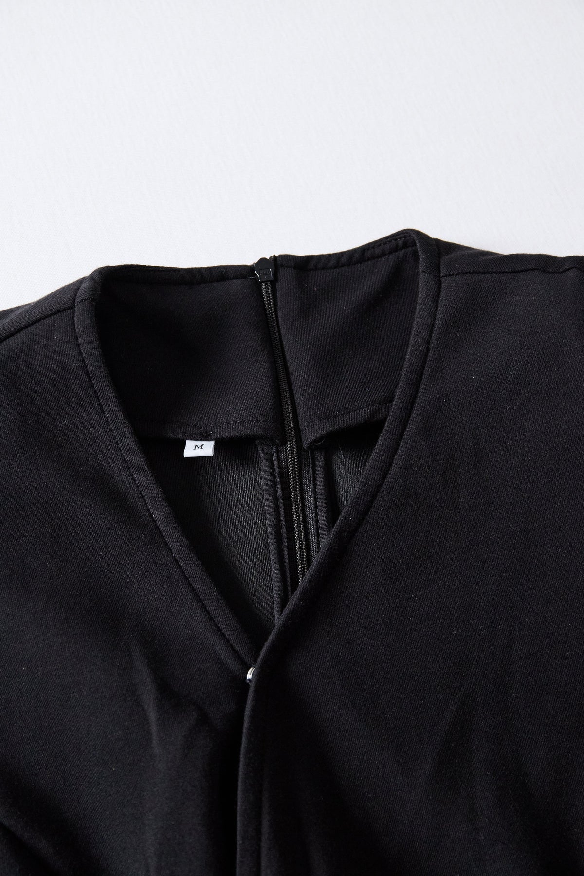 V-Neck Wrap Midi Dress with Side Buttons - Black