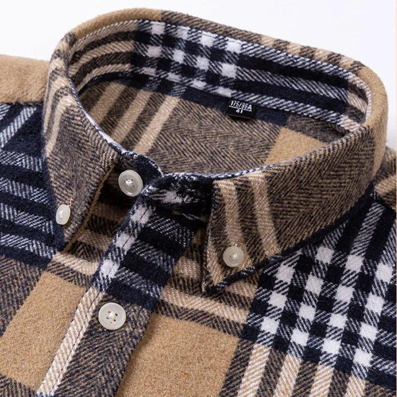 Flanellhemd mit Button-Down-Kragen und Taillierung für Herren