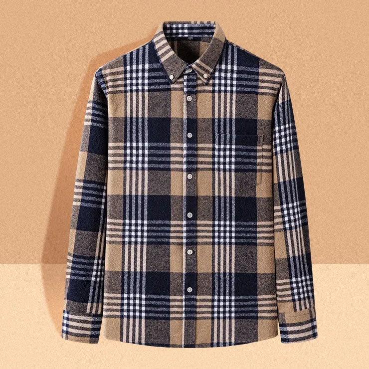 Flanellhemd mit Button-Down-Kragen und Taillierung für Herren