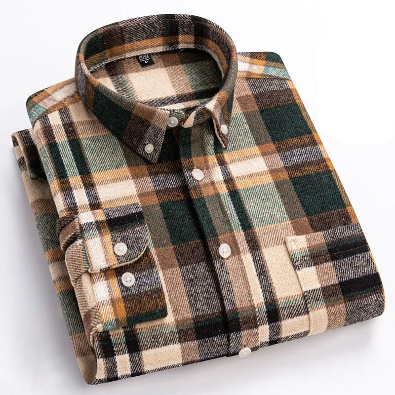 Flanellhemd mit Button-Down-Kragen und Taillierung für Herren