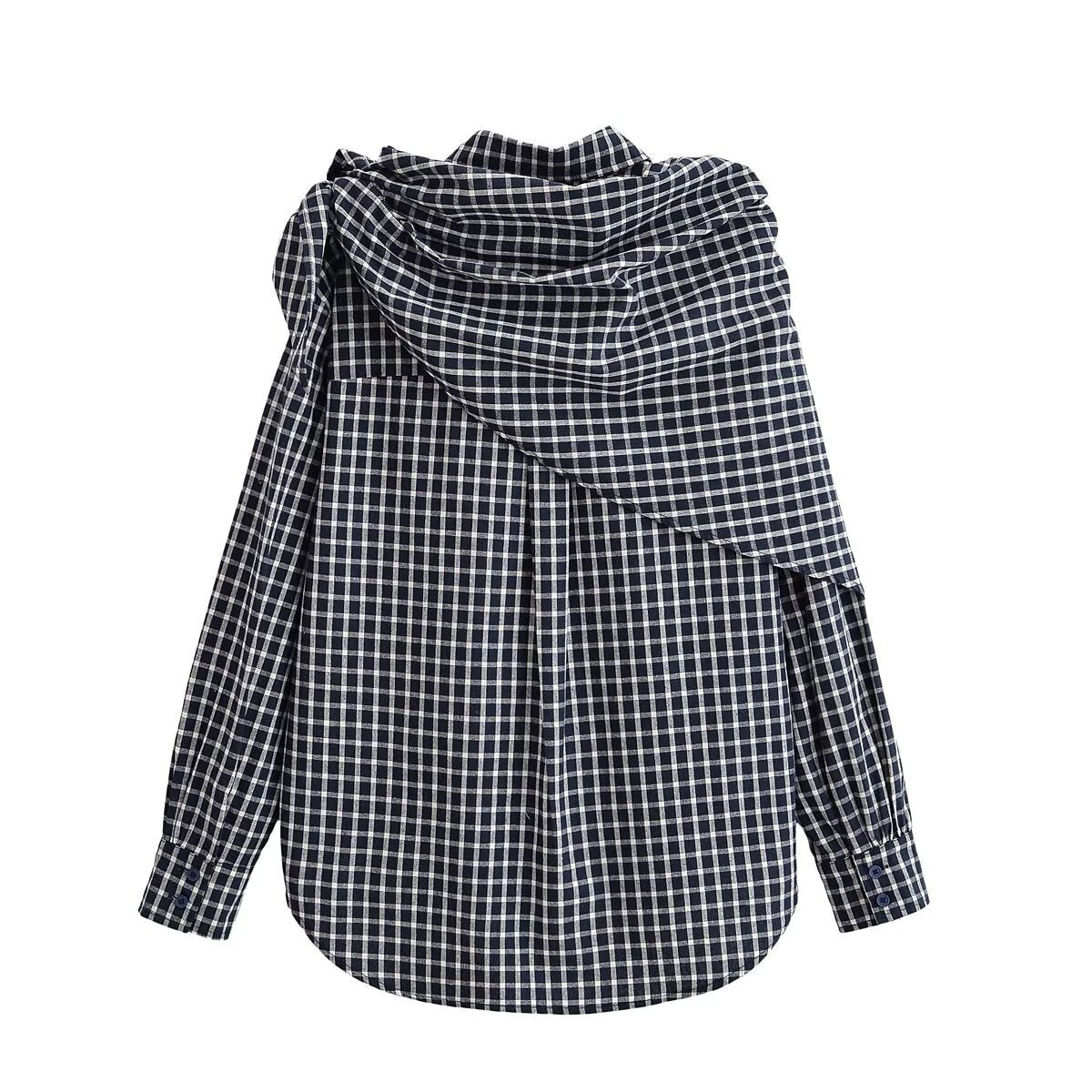 Hemdbluse mit Karomuster und Schal-Tuch für Damen