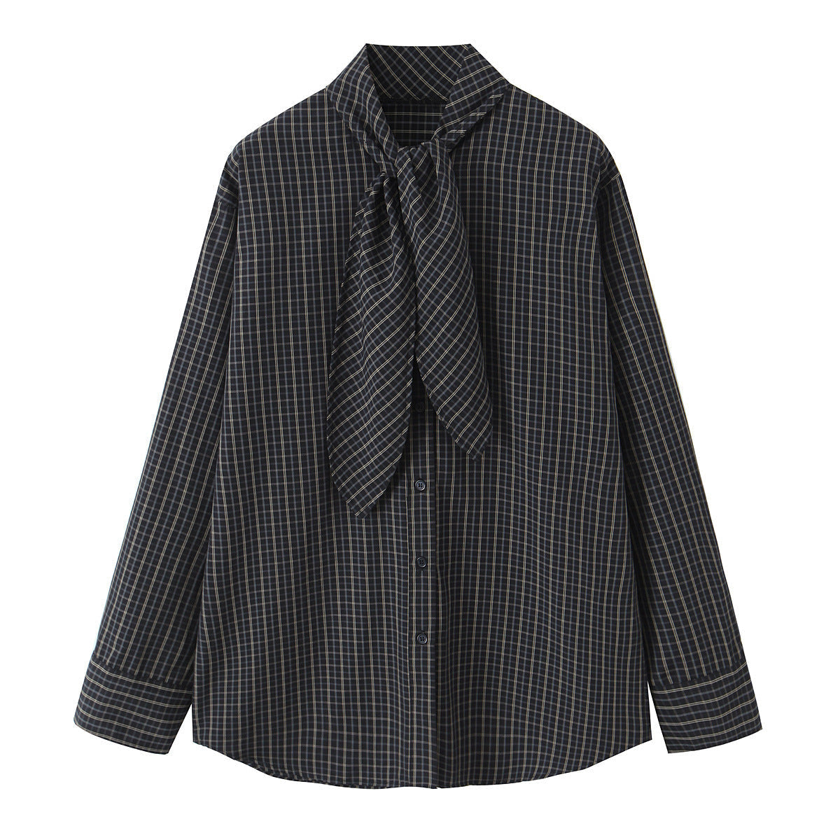 Hemdbluse mit Schleifenkragen und weitem Schnitt für Damen