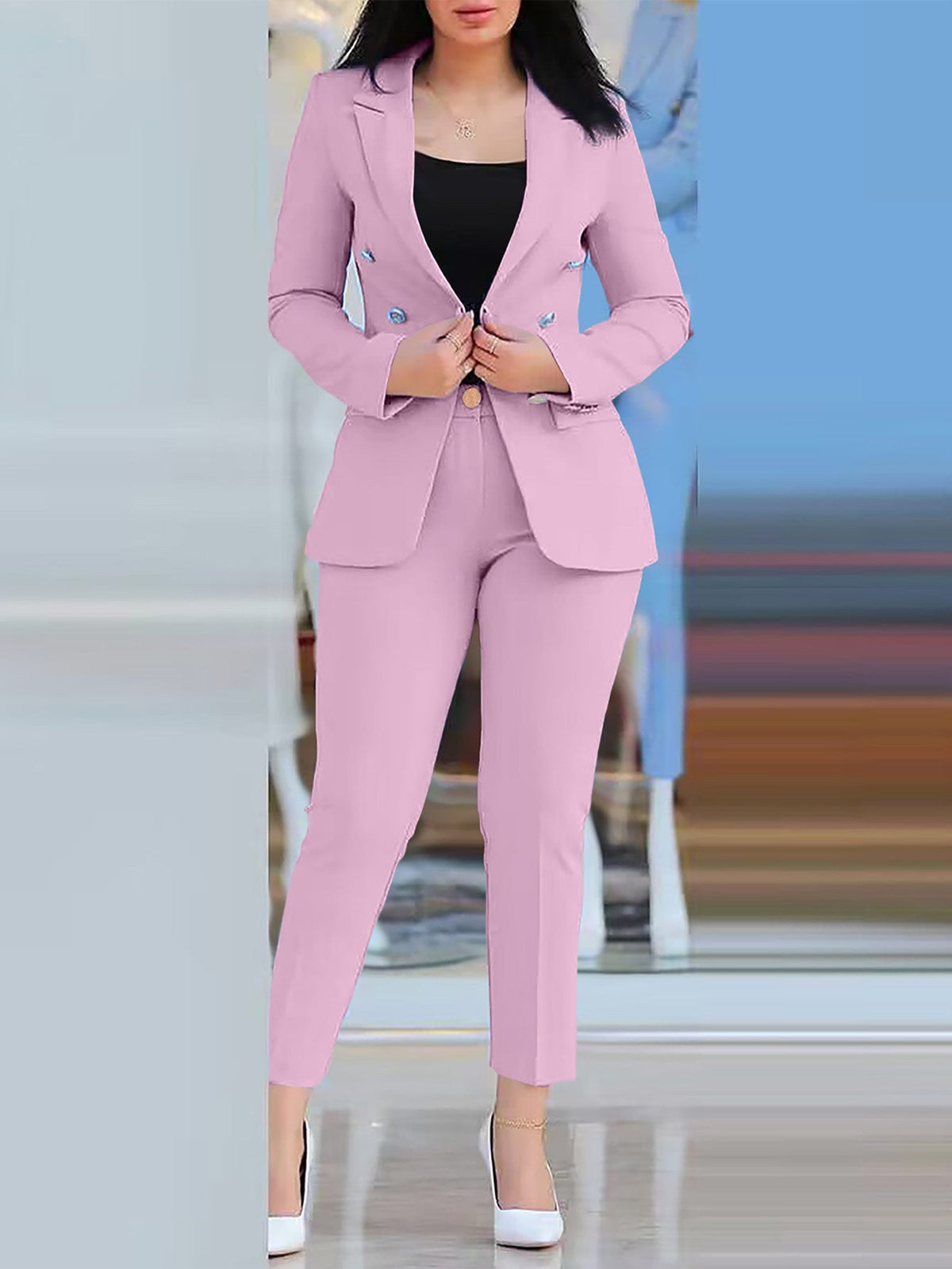 Hosenanzug mit Reverskragen und Taillennaht für Damen