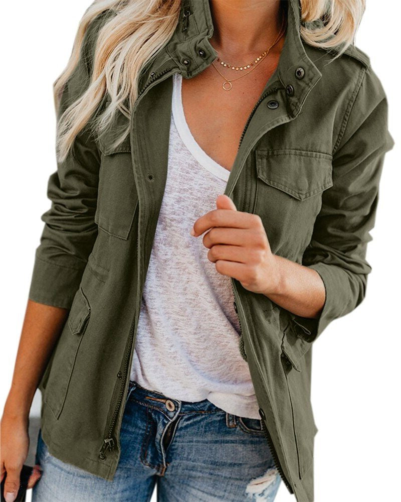 Übergangsjacke mit Stehkragen und Brusttaschen für Damen